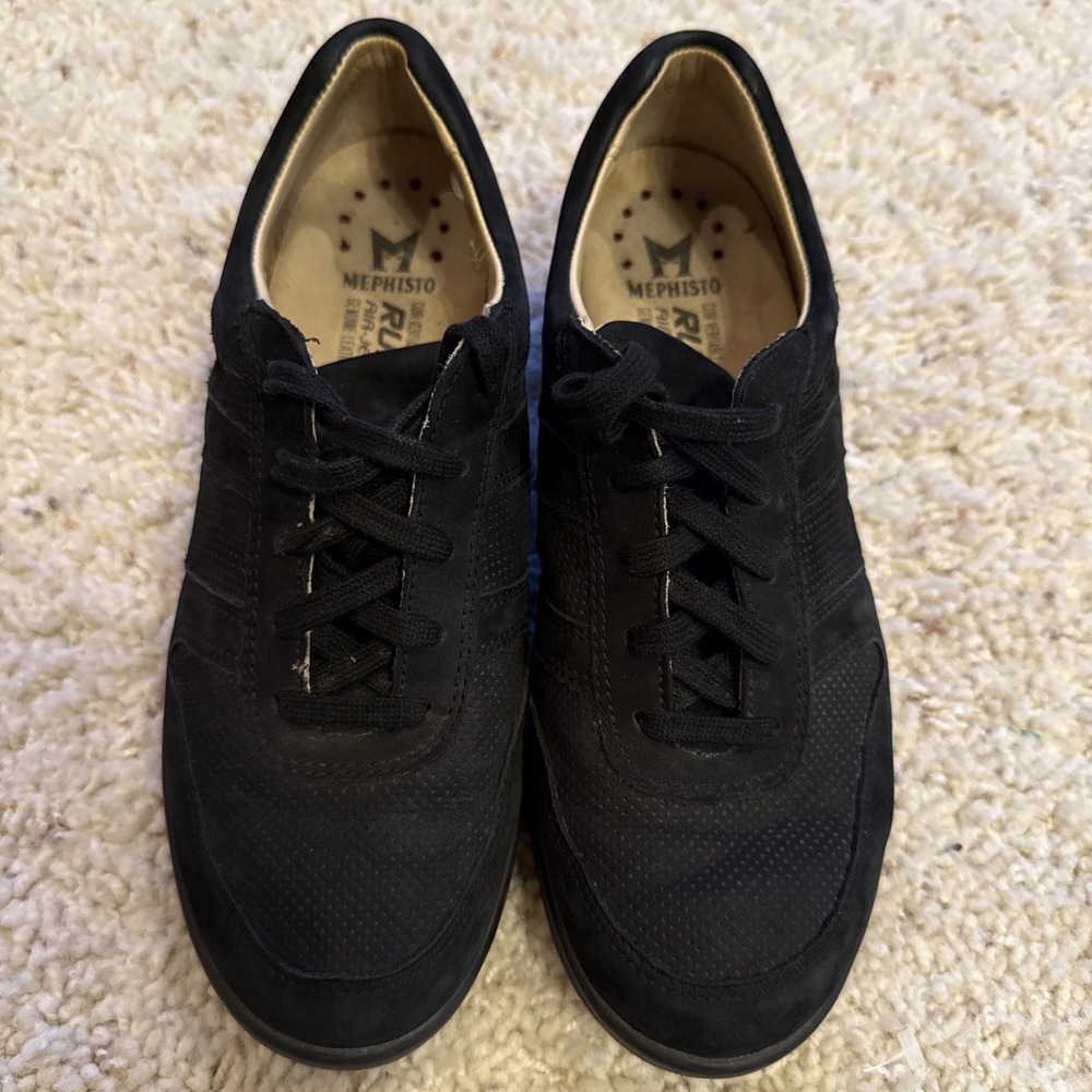 MEPHISTO Runoff Air Jet System Sneakers Walking Shoes Black Suede Women's Size 8